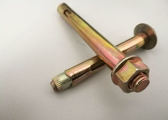 Yellow Zinc M12 Sleeve Anchor Bolts With Hex Flange Nut And Flat Washer