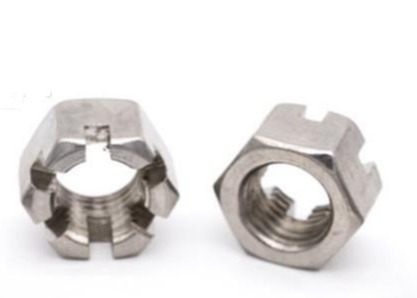 Fasteners M4 Hexagon Slotted Nut Carbon Steel Zinc Galvanized Din 935