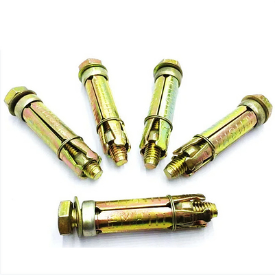 Yellow Zinc Plated Steel Concrete Fixing Bolts 3pcs / 4pcs M6*50/8*60