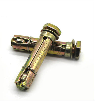 Yellow Zinc Plated Steel Concrete Fixing Bolts 3pcs / 4pcs M6*50/8*60