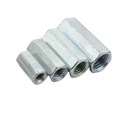 Fasteners Hex Long Nuts Carbon Steel White Zinc Plated Grade 4.8 Din 6334 M6