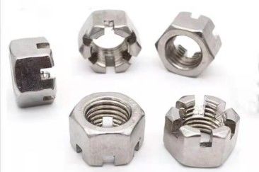 Fasteners M4 Hexagon Slotted Nut Carbon Steel Zinc Galvanized Din 935