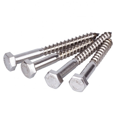 Fasteners Hex Head Wood Screws Carbon Steel White Zinc Plated M6-M12 Din 571