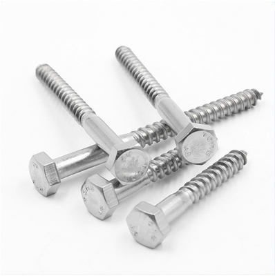 Fasteners Hex Head Wood Screws Carbon Steel White Zinc Plated M6-M12 Din 571