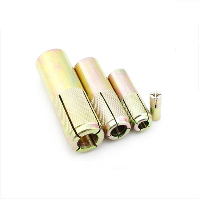 M10 Drop In Concrete Anchors 4.8 Grade Yellow Zinc Galvanized Steel Knurling Wall