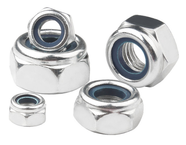 Nylon Lock Grade 4.8 Hex Head Nuts Blue White Zinc Low Carbon Steel Din 985 M4-M20